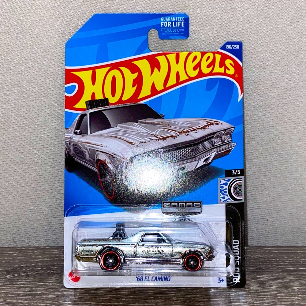 HOT WHEELS Zamac ‘68 Chevy El Camino Rod Squad 3/5 Silver Diecast Car